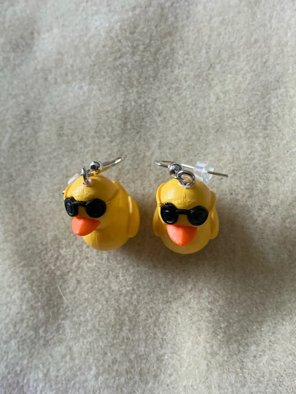 Yellow Rubber Duck Earring Pair with Sunglasses - Kids Accessories